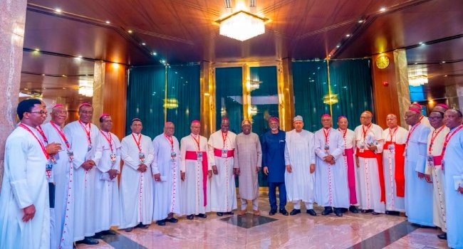 President Bola Ahmed Tinubu receives the Catholic Bishops Conference of Nigeria (CBCN)